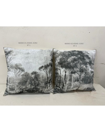 MANOSQUE_coussin 45x45cm_housse velours imprimé monochrome Ananbô N°2