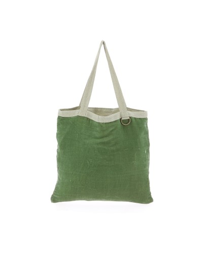 BADALPUR Tote bag en lin imprimé monochrome gris Ananbo 38x40 cm