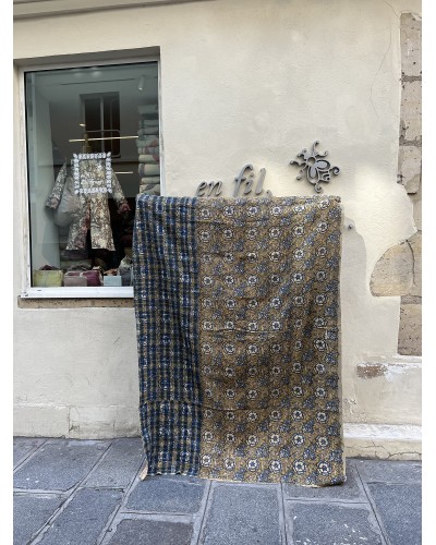 Plaid ancien "Hand Block" pièce unique