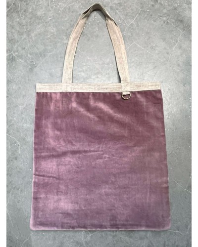 NAMRANA Tote bag en lin et velours de coton 38x40 cm