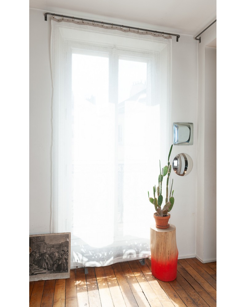 JupVierge 1 Panneau Rideau Voilage Blanc 140x240cm, Effet Lin Transparent D' Oeillets Panneaux De Rideau Voile Et Draperies - Maison